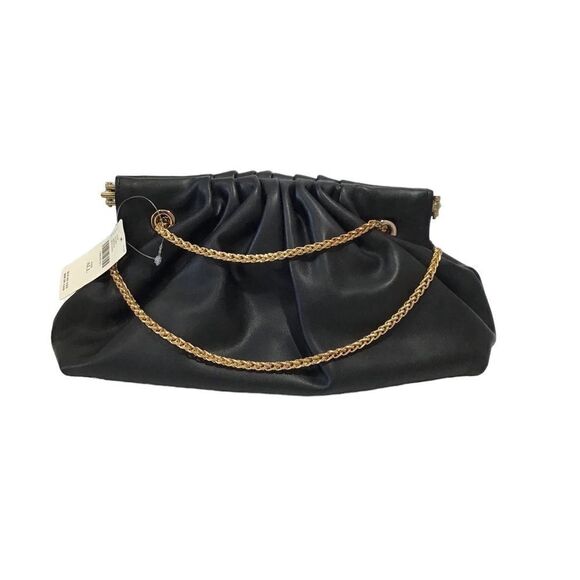 Anthropologie Black Faux Leather Convertible Handbag New - Picture 4 of 12